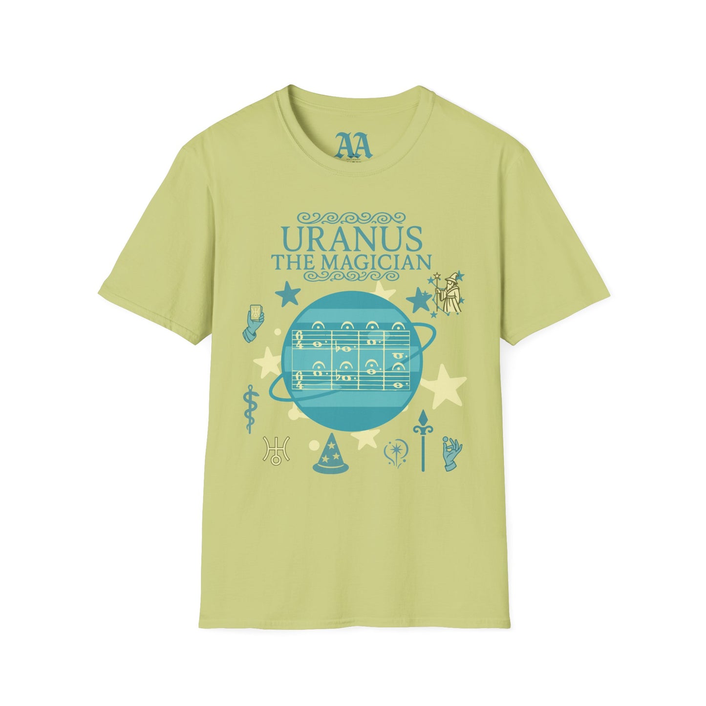 Holst Uranus sheet music astrological symbols T Shirt__Pistachio__hanging
