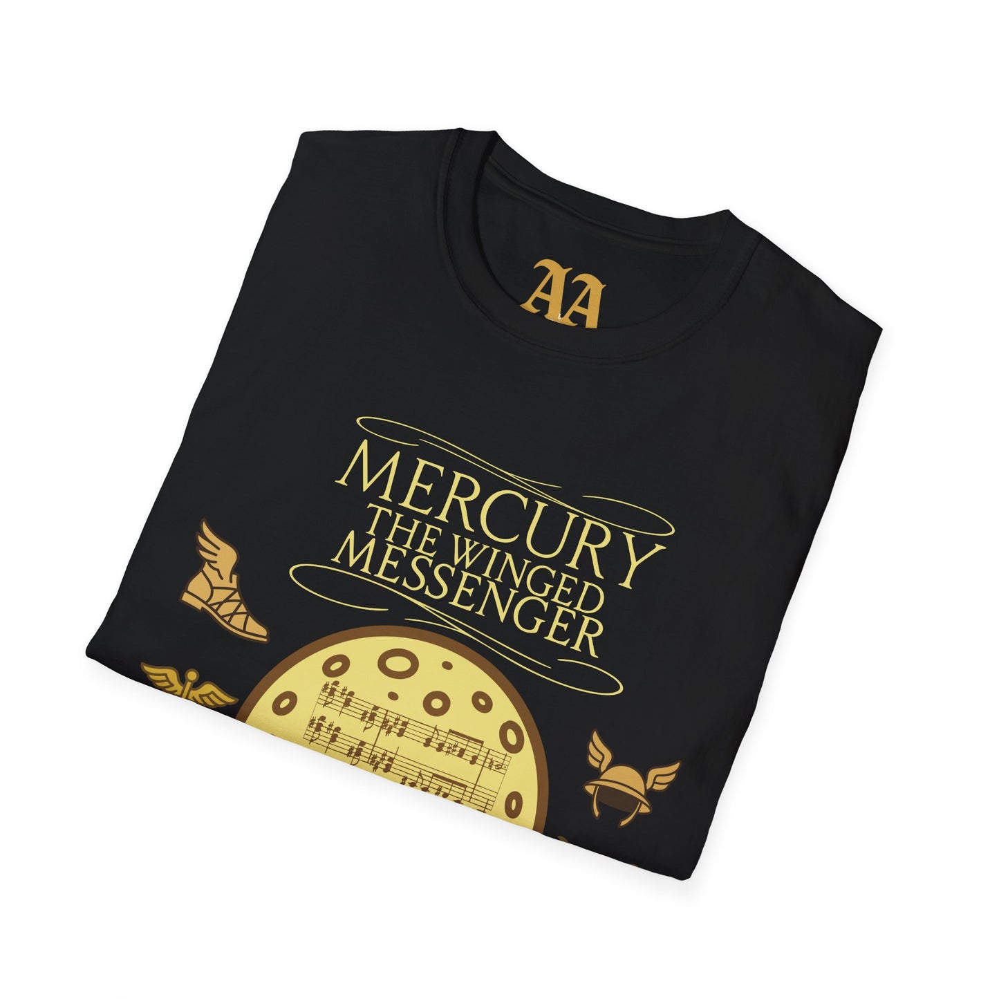 Holst Mercury sheet music astrological symbols T Shirt__Black__folded