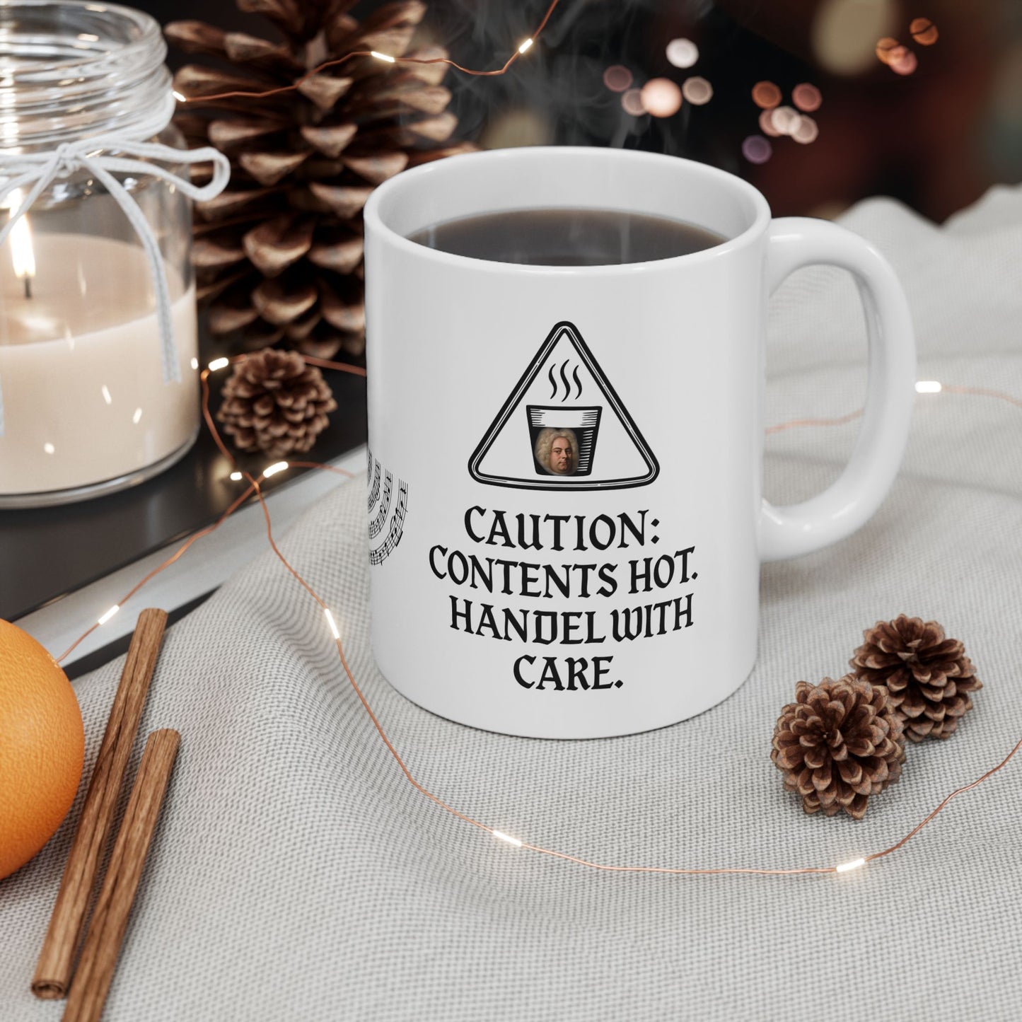 Handel with Care Mug Ceramic Mug, Gift for Musicians, 11oz