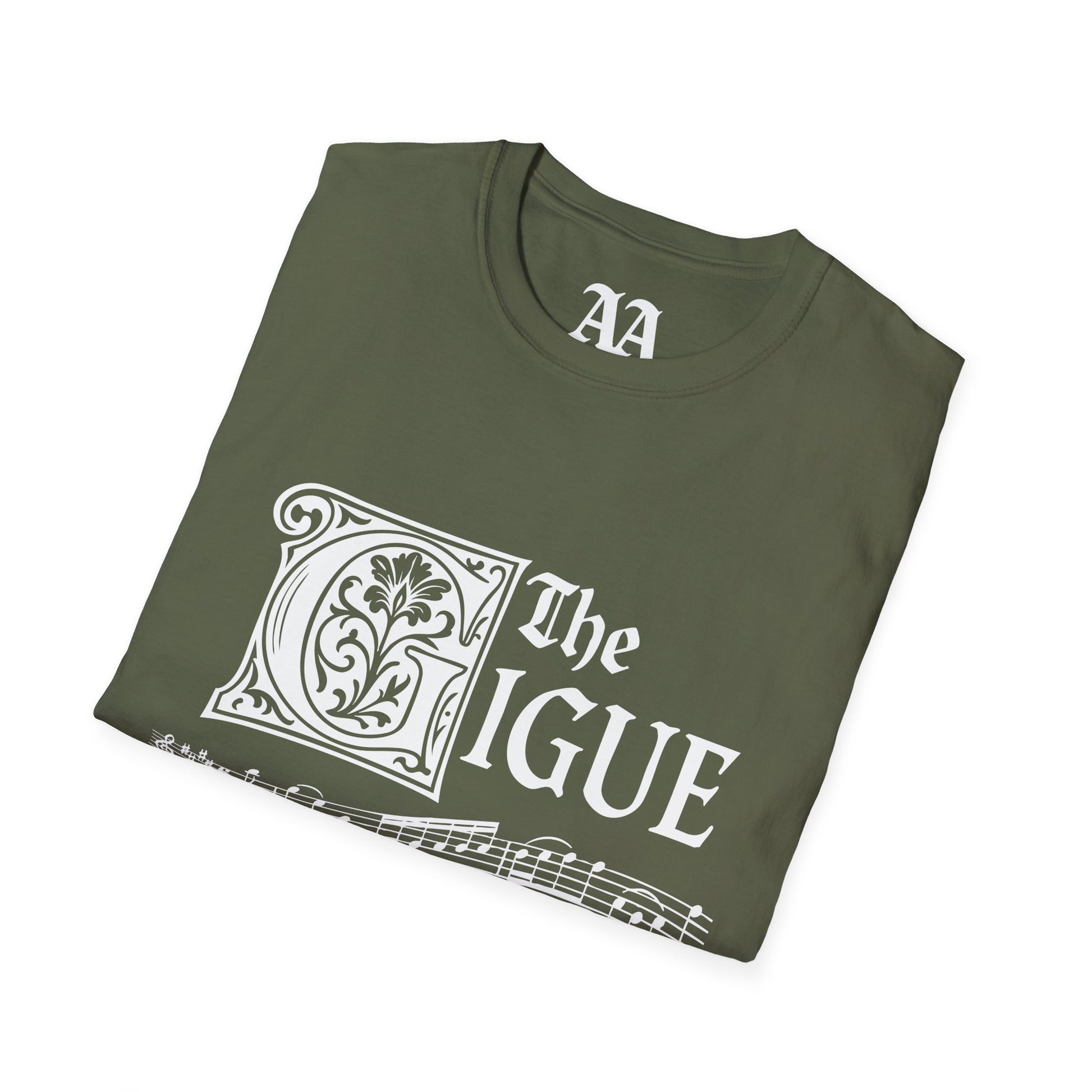 Music pun Gigue is up Bach Partita T Shirt__Military Green__folded