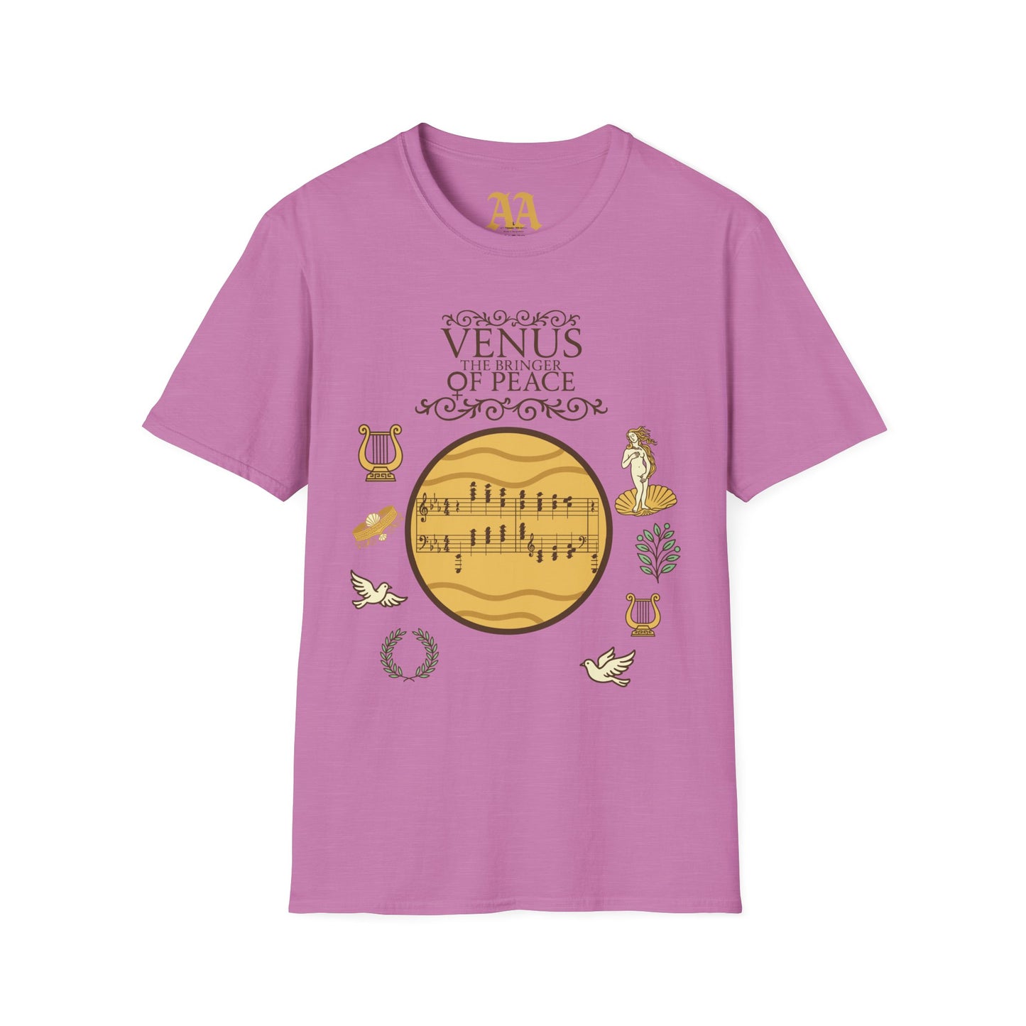 Holst Venus sheet music astrological symbols T Shirt__Heather Radiant Orchid__hanging