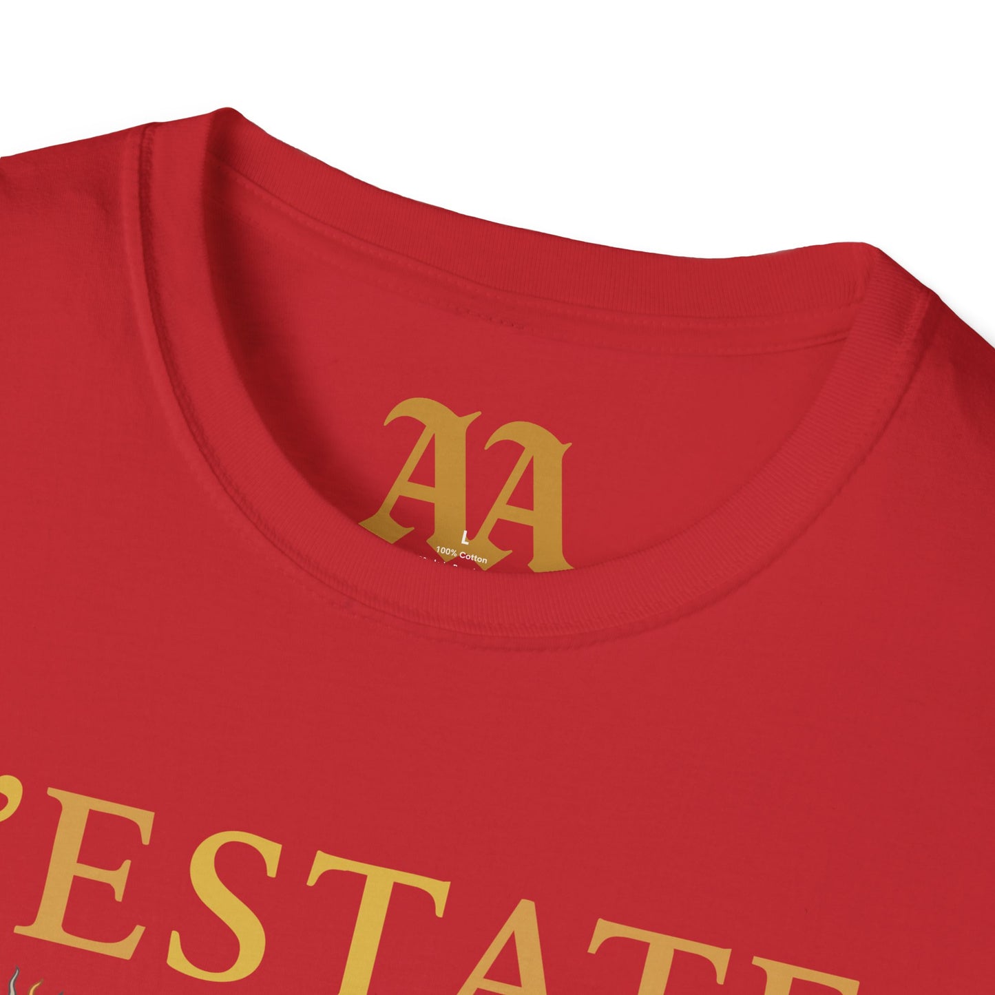 Vivaldi Summer T Shirt with musical excerpts and images depicting the season T Shirt__Red__collar