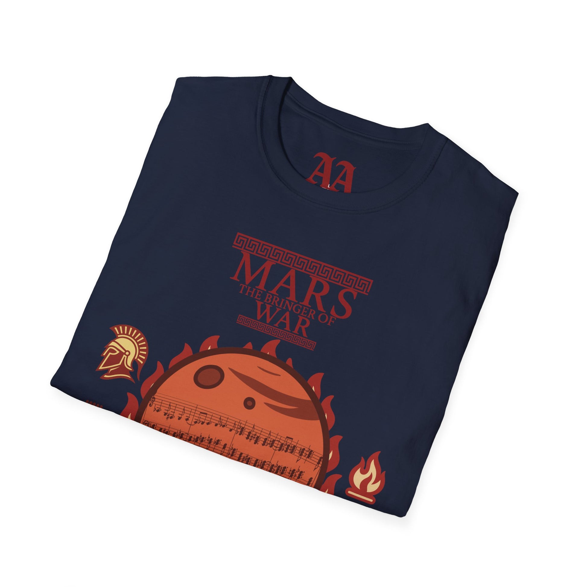 Holst Mars sheet music astrological symbols T Shirt__Navy__folded