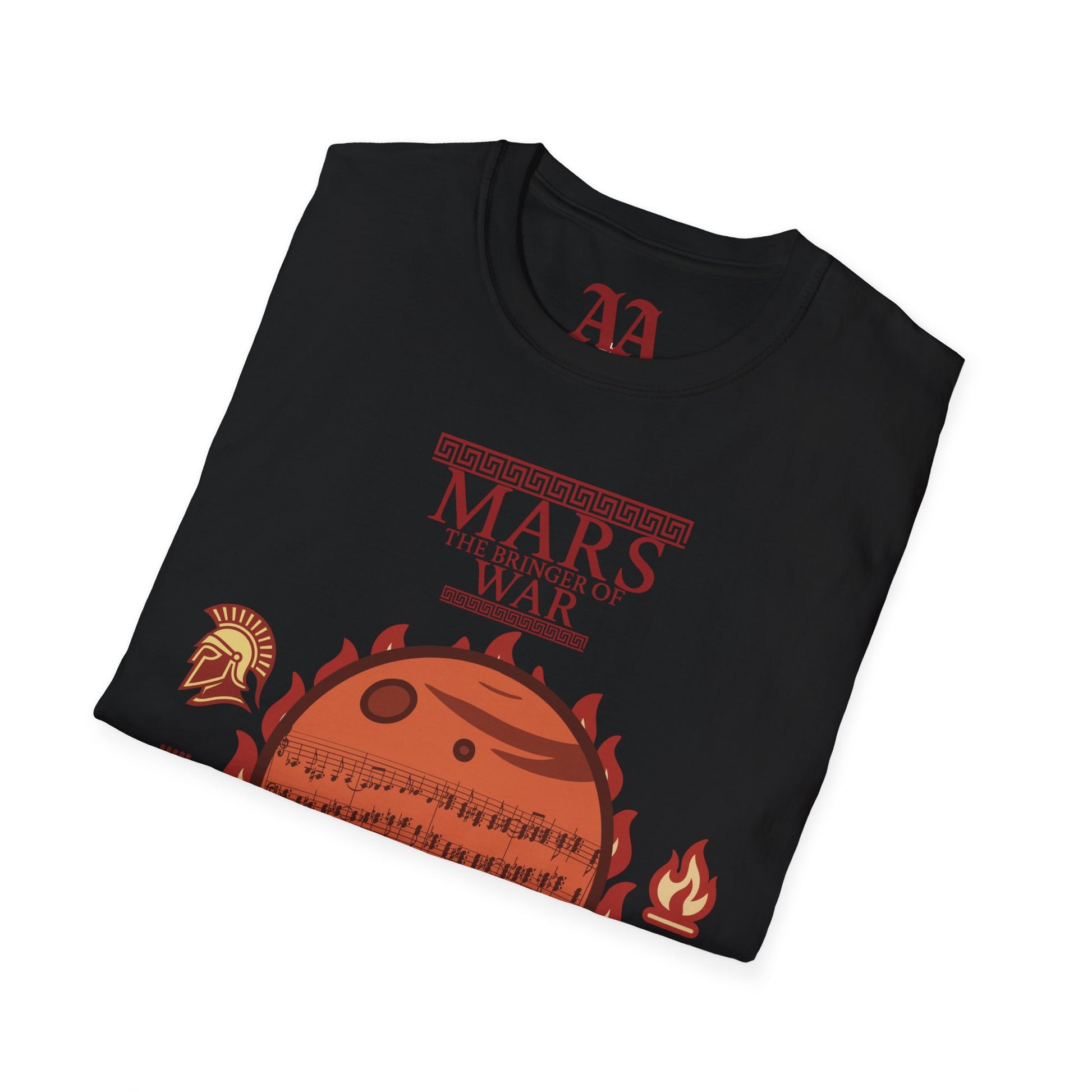 Holst Mars sheet music astrological symbols T Shirt__Black__folded