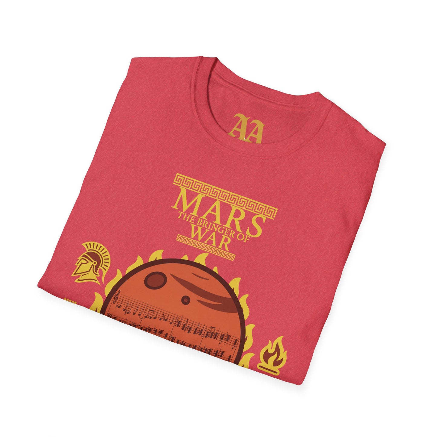 Holst Mars sheet music astrological symbols T Shirt__Heather Red__folded