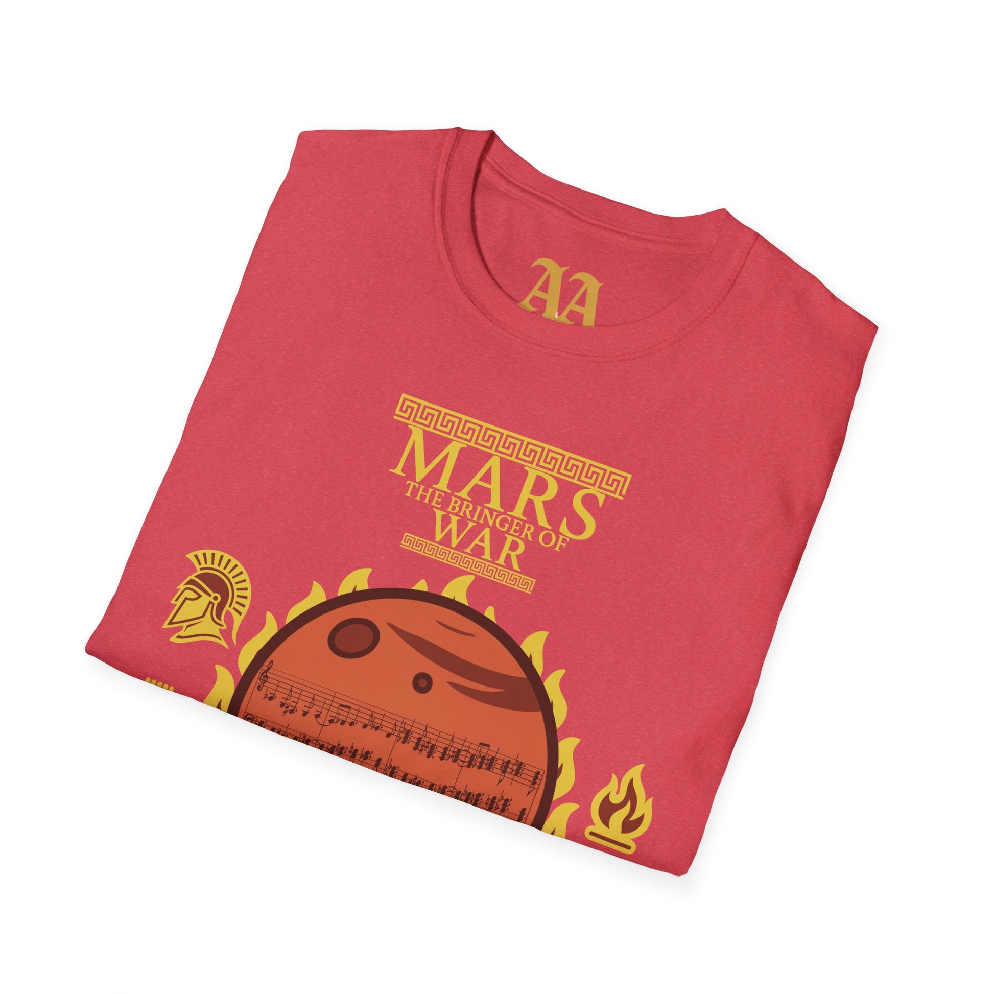 Holst Mars sheet music astrological symbols T Shirt__Heather Red__folded