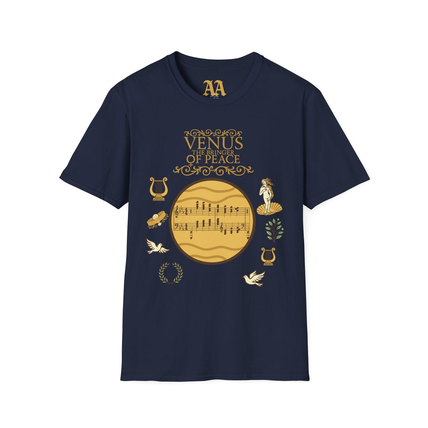 Holst Venus sheet music astrological symbols T Shirt__Navy__hanging