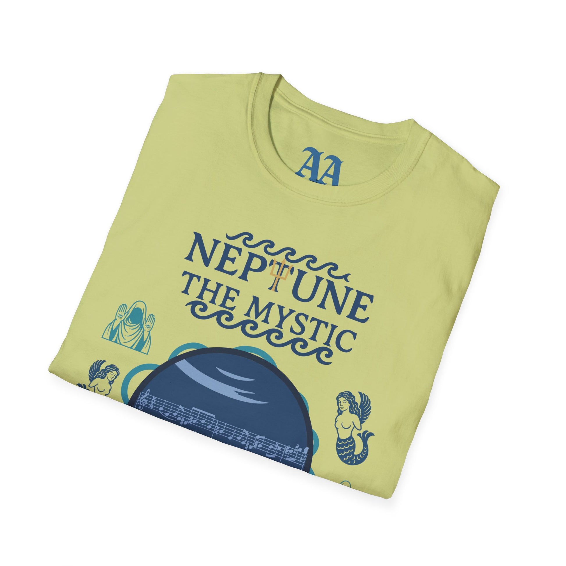 Holst Neptune sheet music astrological symbols T Shirt__Pistachio__folded