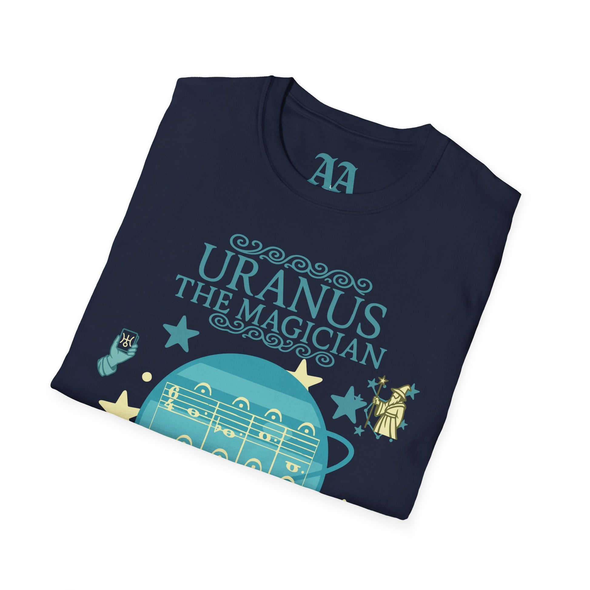 Holst Uranus sheet music astrological symbols T Shirt__Navy__folded