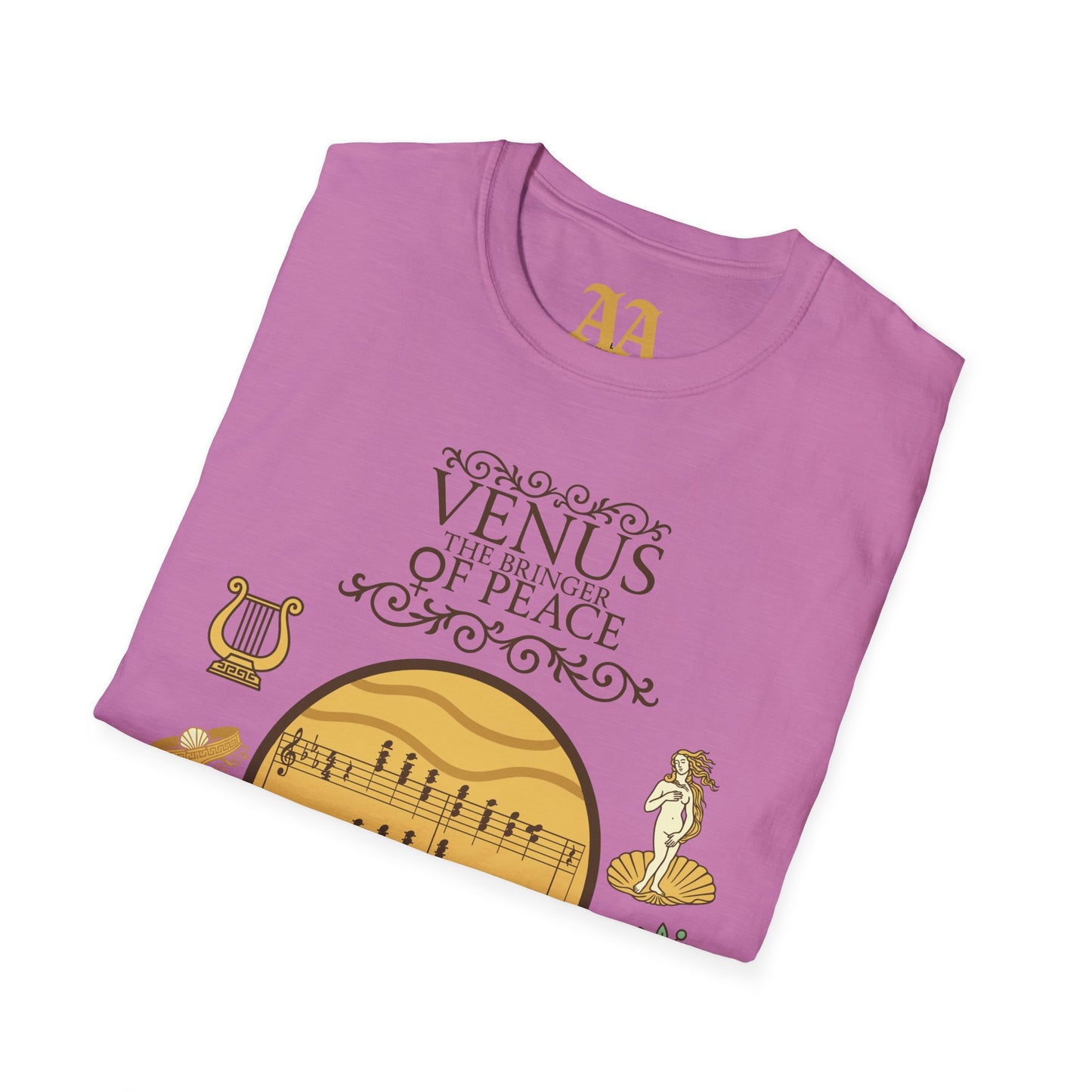 Holst Venus sheet music astrological symbols T Shirt__Heather Radiant Orchid__folded