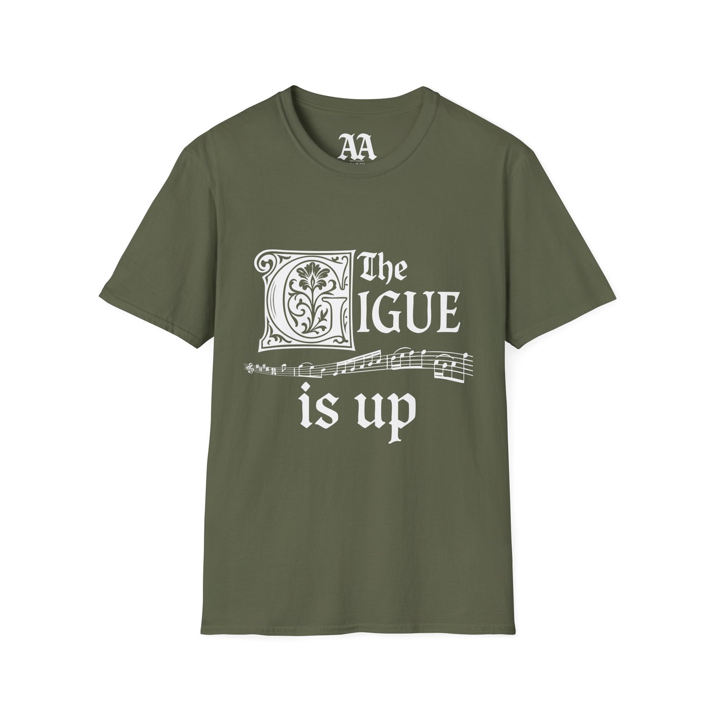 Music pun Gigue is up Bach Partita T Shirt__Military Green__hanging