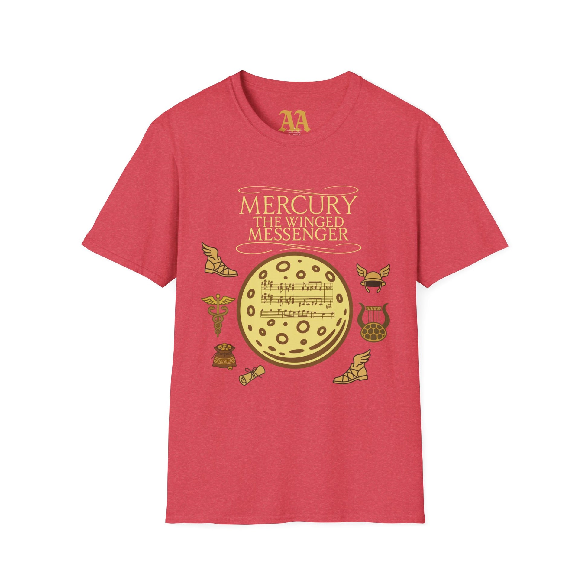 Holst Mercury sheet music astrological symbols T Shirt__Heather Red__hanging