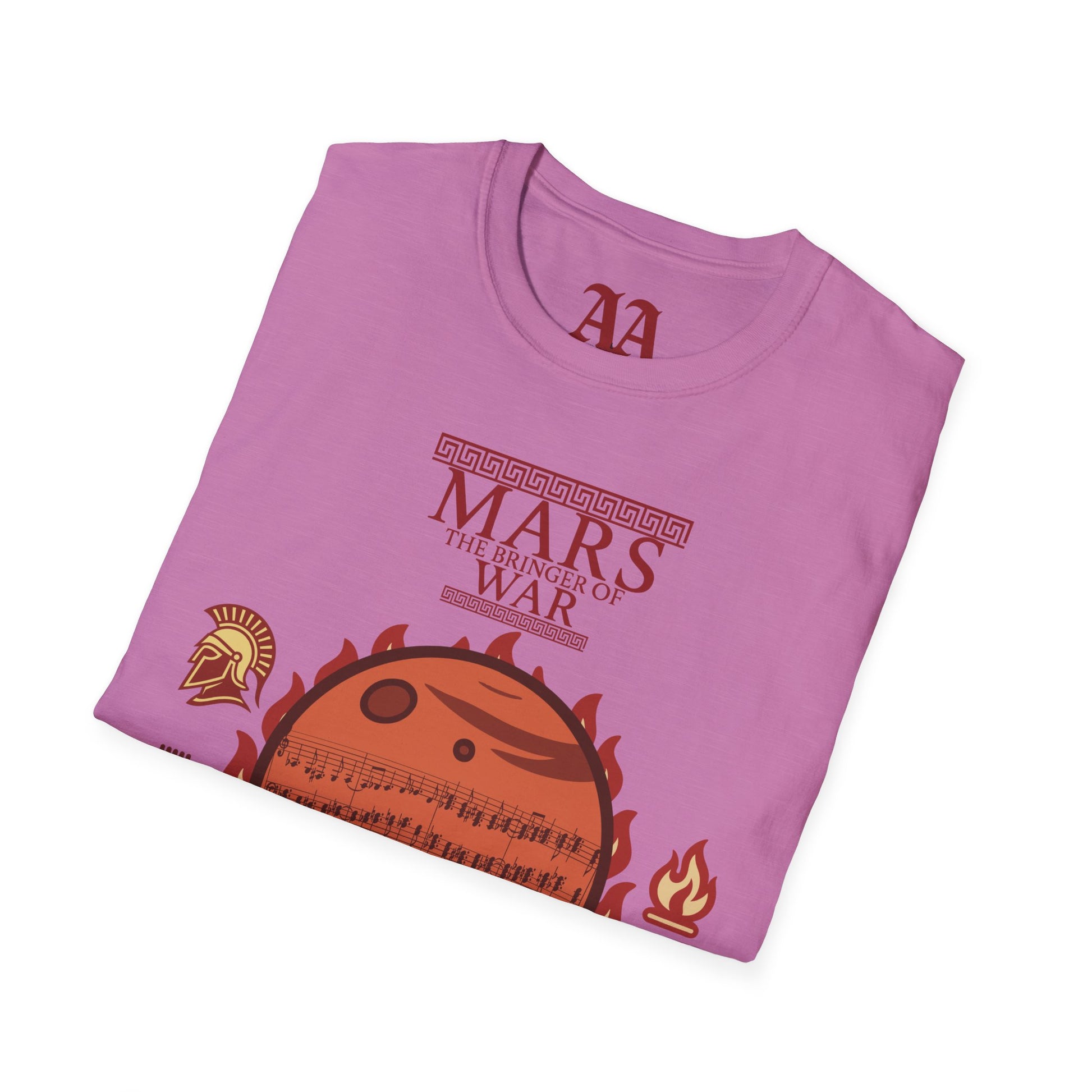 Holst Mars sheet music astrological symbols T Shirt__Heather Radiant Orchid__folded
