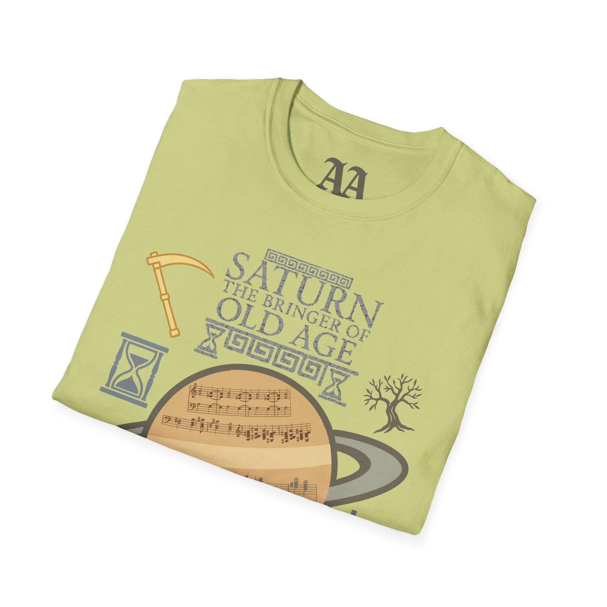 Holst Saturn sheet music astrological symbols T Shirt__Pistachio__folded