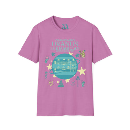 Holst Uranus sheet music astrological symbols T Shirt__Heather Radiant Orchid__hanging
