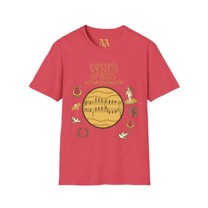 Holst Venus sheet music astrological symbols T Shirt__Heather Red__hanging
