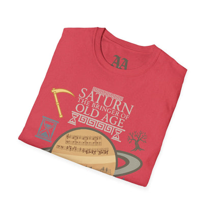 Holst Saturn sheet music astrological symbols T Shirt__Heather Red__folded