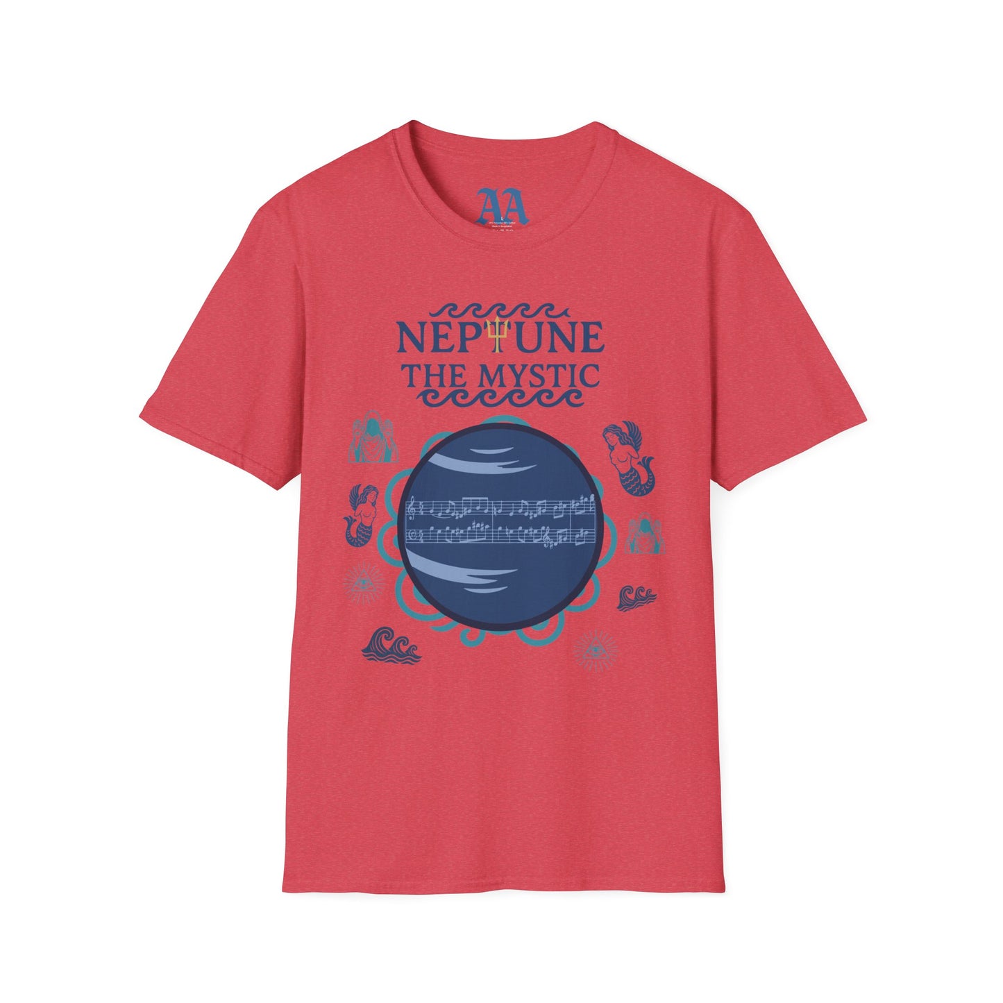 Holst Neptune sheet music astrological symbols T Shirt__Heather Red__hanging