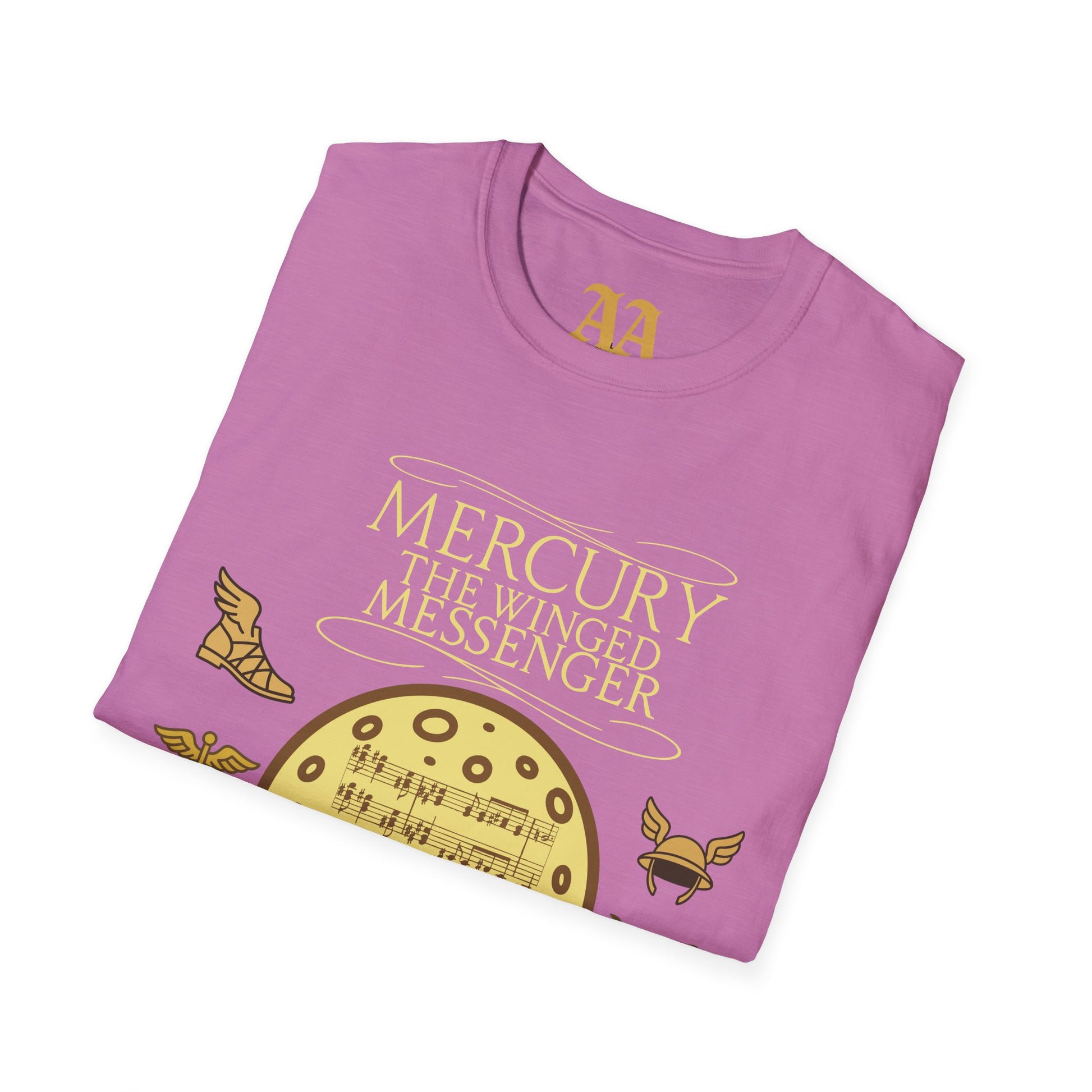 Holst Mercury sheet music astrological symbols T Shirt__Heather Radiant Orchid__folded