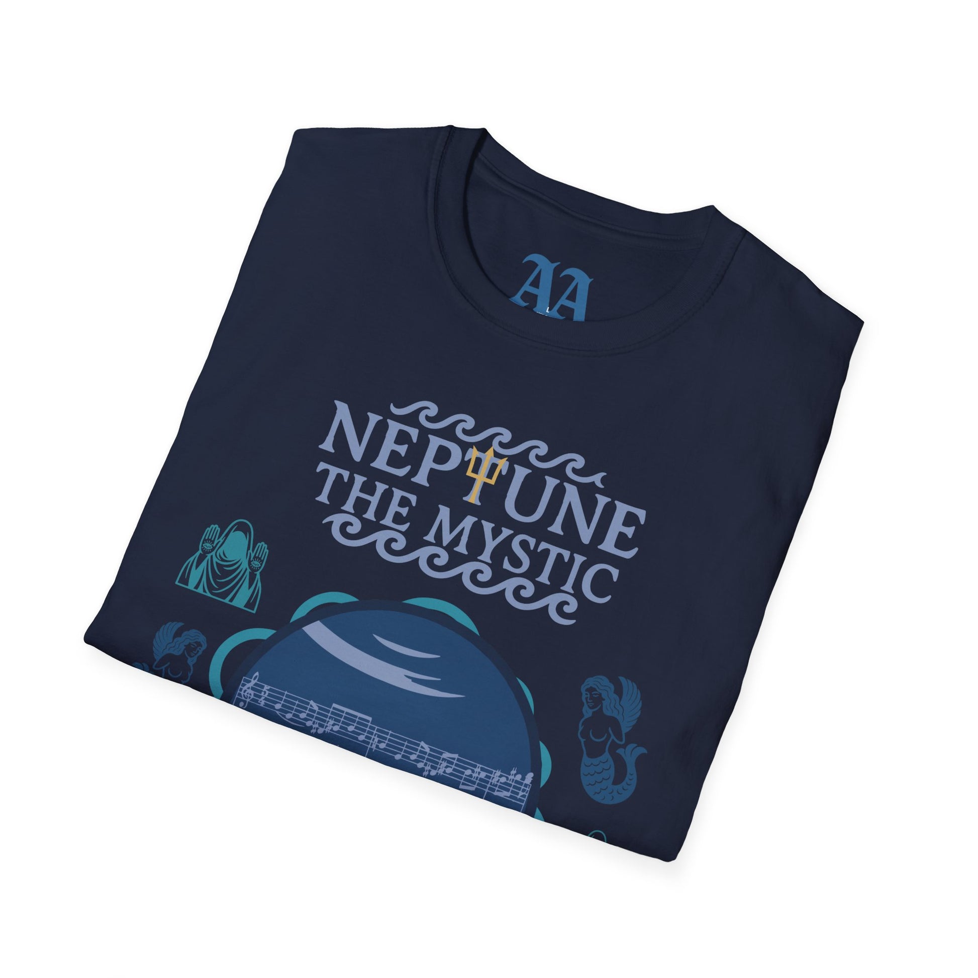 Holst Neptune sheet music astrological symbols T Shirt__Navy__folded