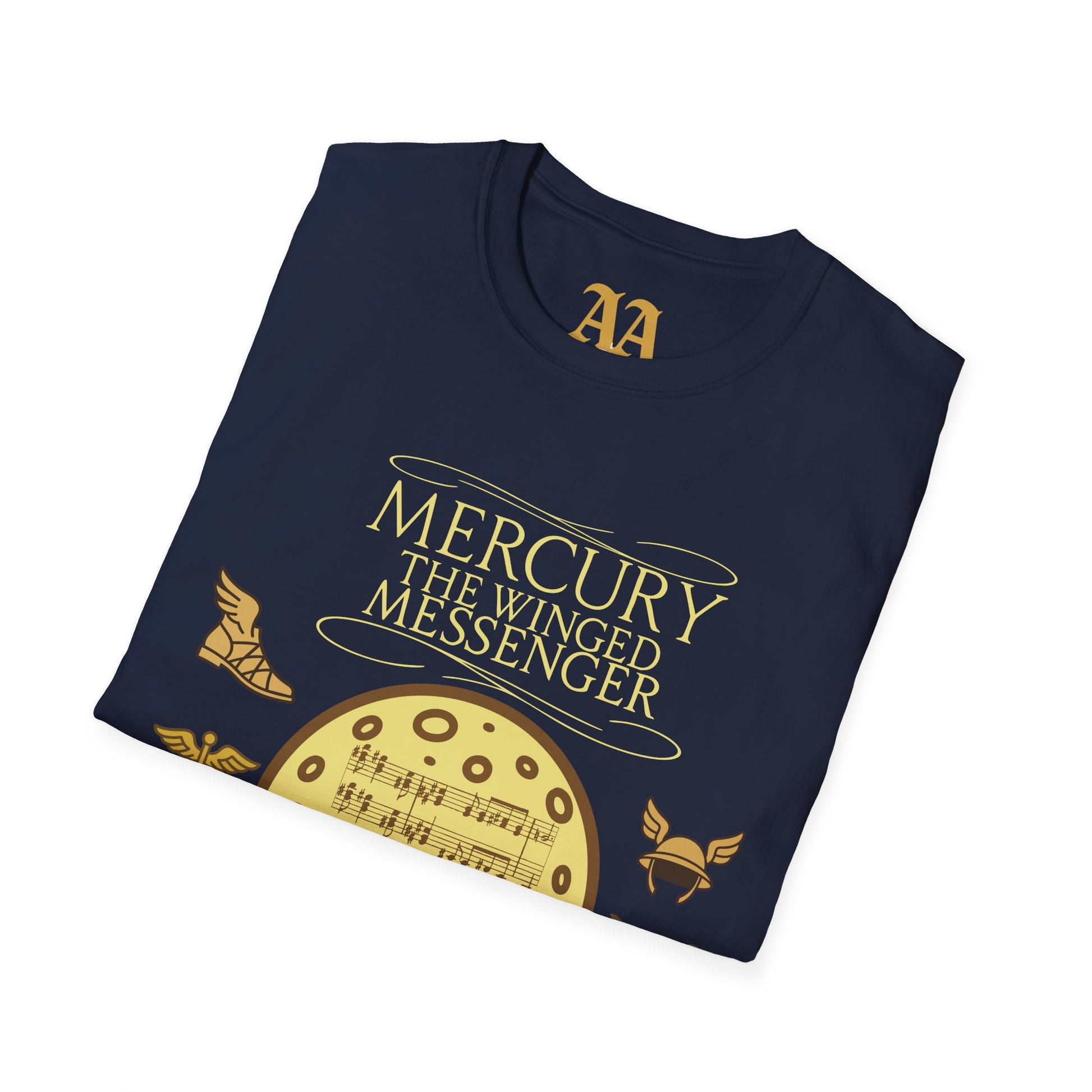 Holst Mercury sheet music astrological symbols T Shirt__Navy__folded