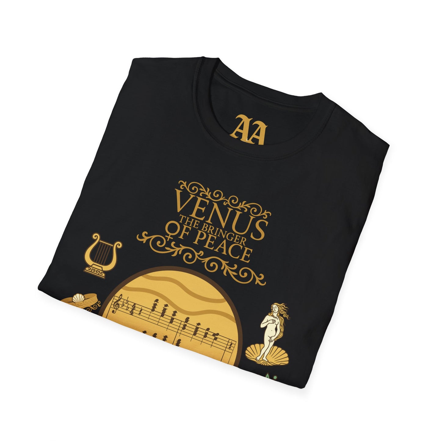 Holst Venus sheet music astrological symbols T Shirt__Black__folded