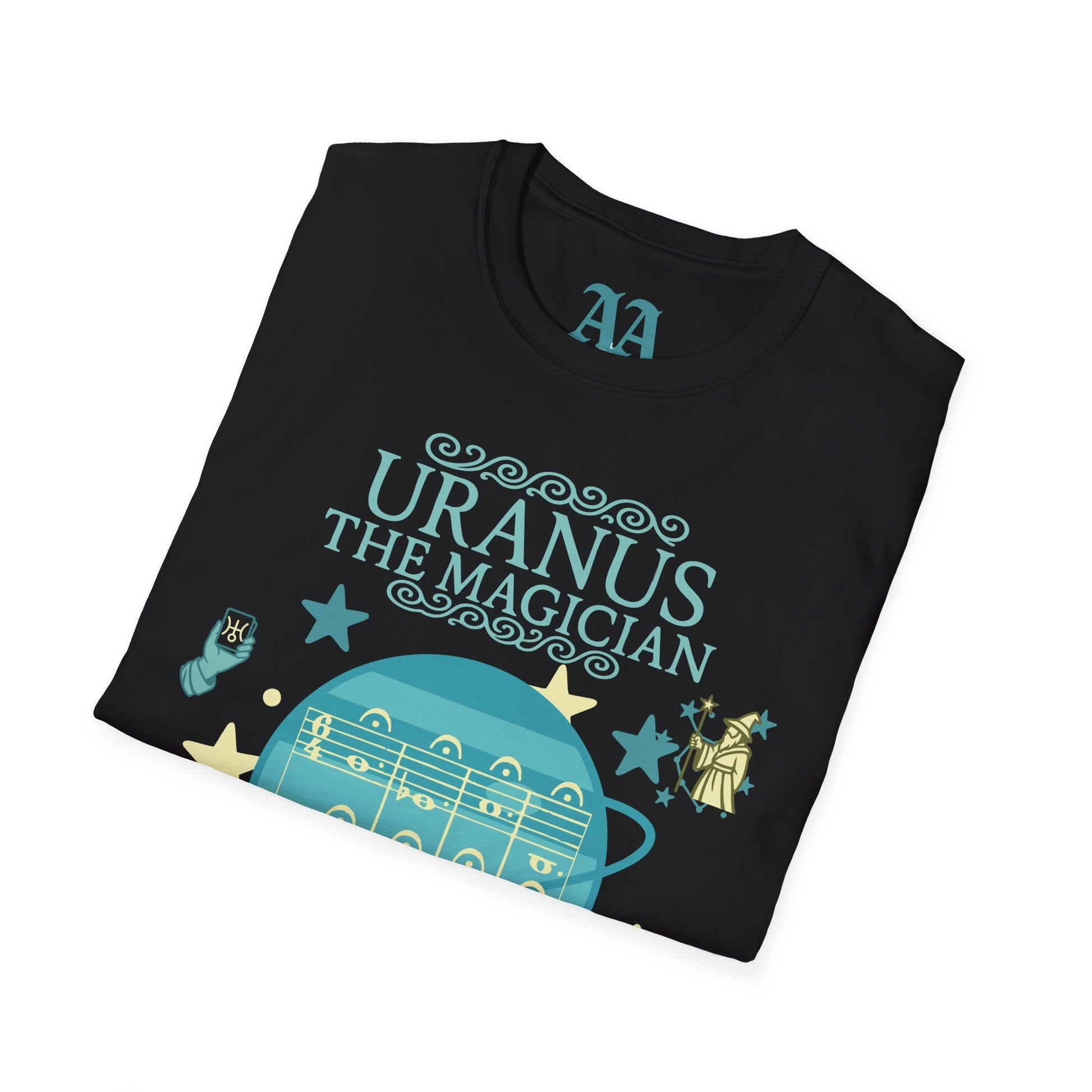 Holst Uranus sheet music astrological symbols T Shirt__Black__folded