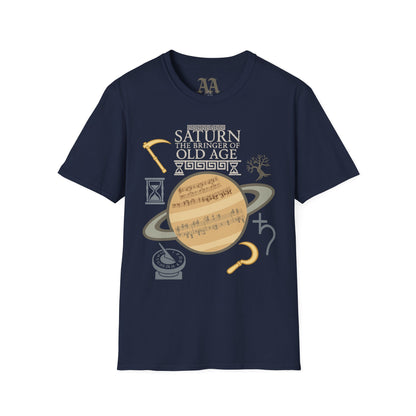 Holst Saturn sheet music astrological symbols T Shirt__Navy__hanging