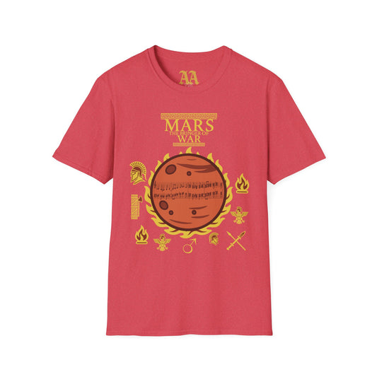 Holst Mars sheet music astrological symbols T Shirt__Heather Red__hanging