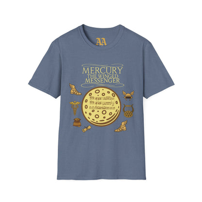 Holst Mercury sheet music astrological symbols T Shirt__Heather Indigo__hanging