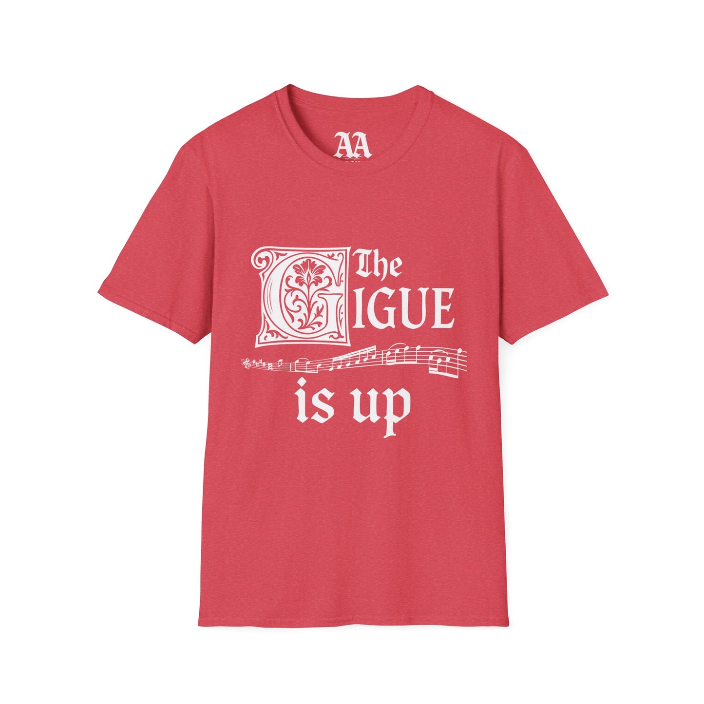 Music pun Gigue is up Bach Partita T Shirt__Heather Red__hanging