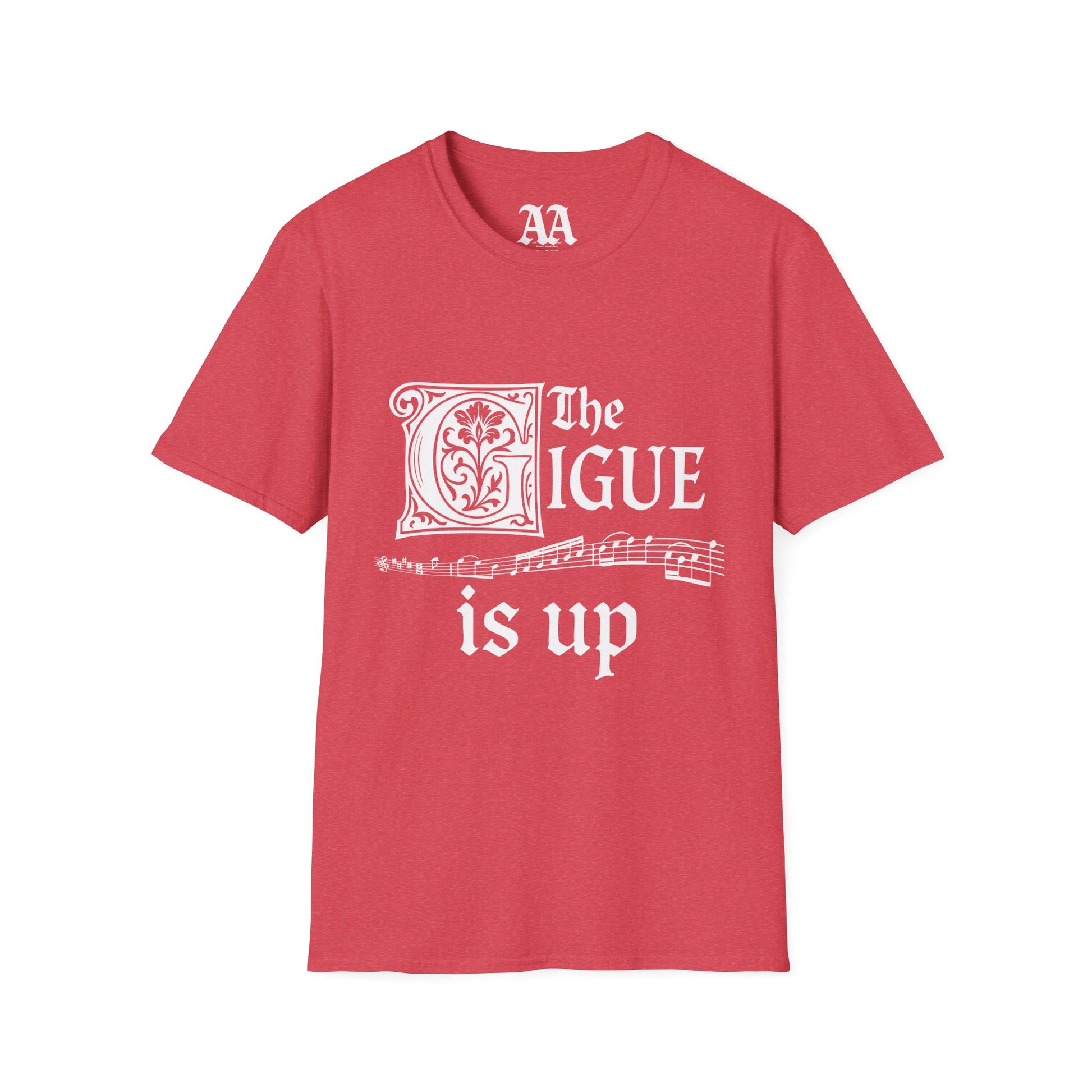 Music pun Gigue is up Bach Partita T Shirt__Heather Red__hanging
