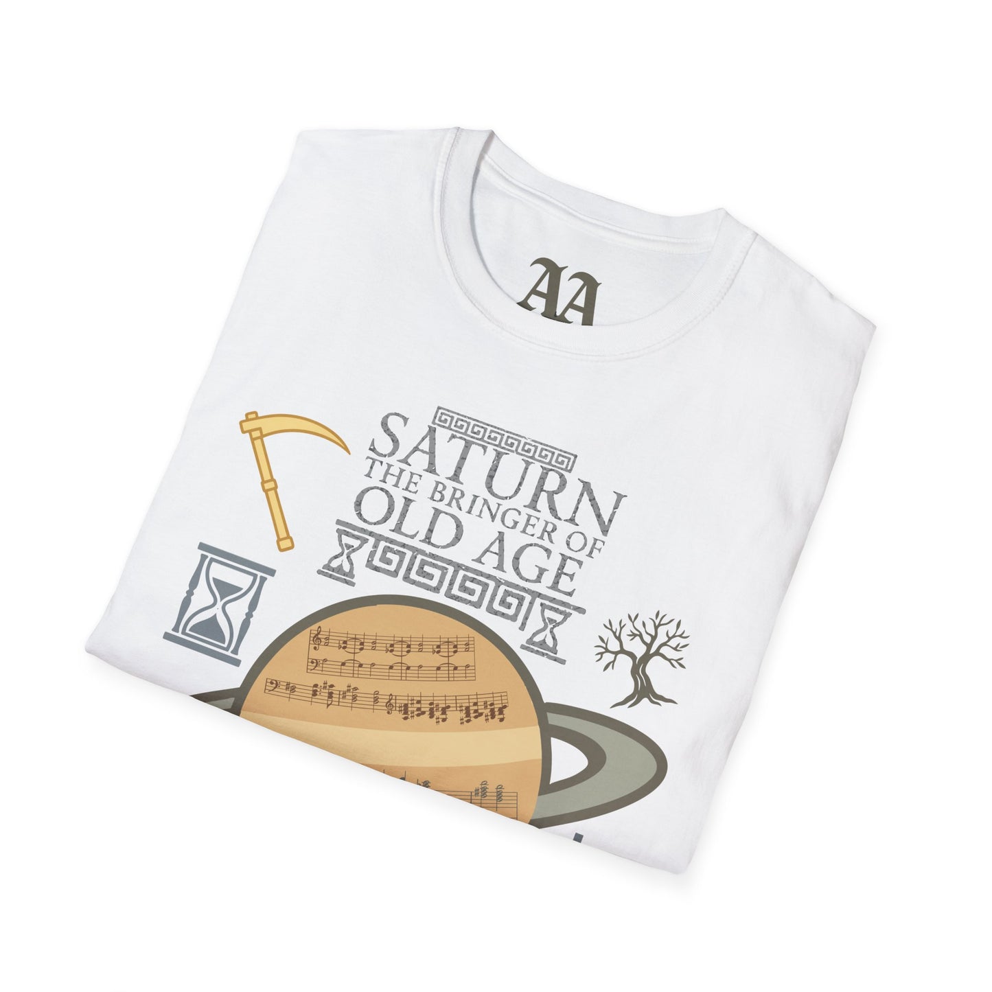 Holst Saturn sheet music astrological symbols T Shirt__White__folded