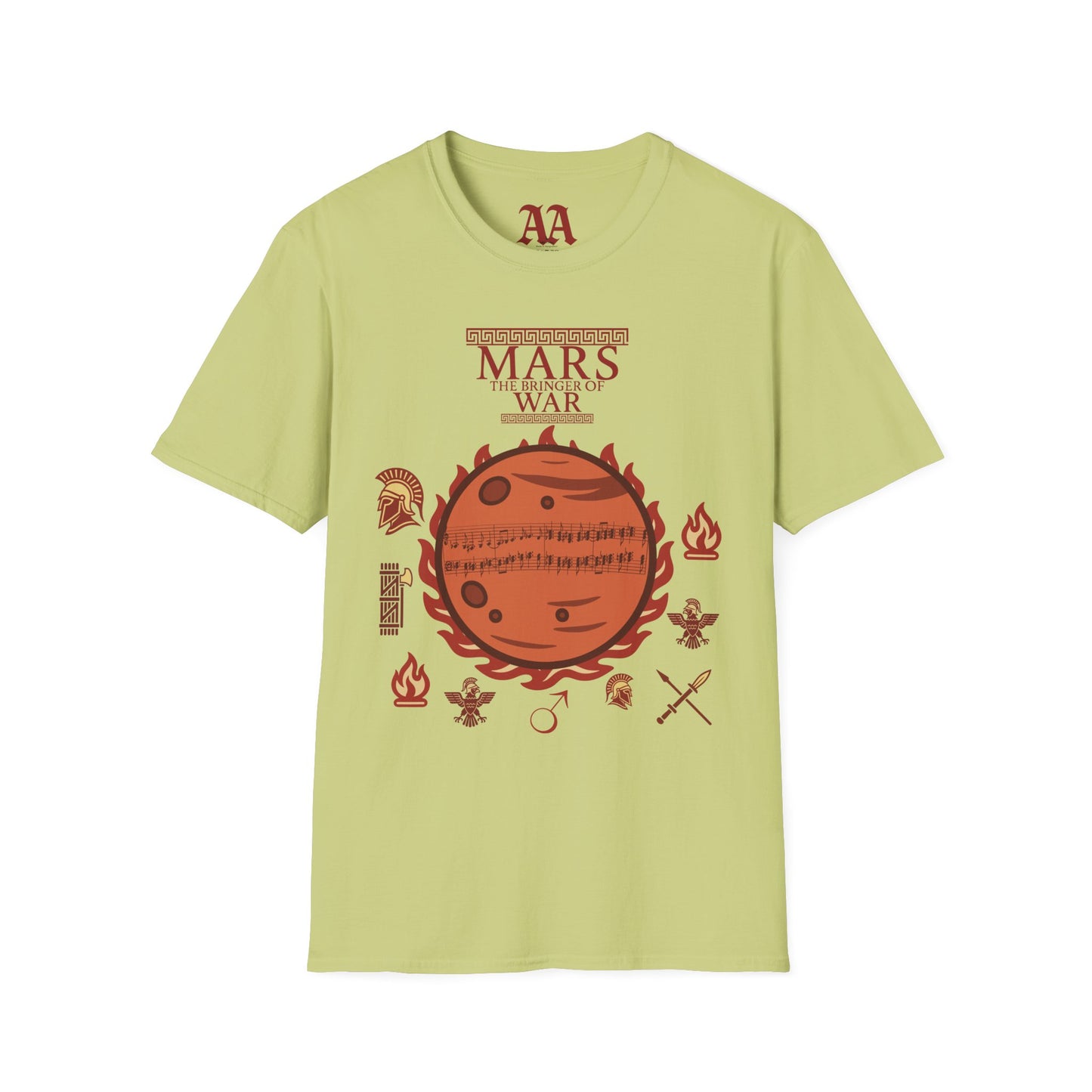 Holst Mars sheet music astrological symbols T Shirt__Pistachio__hanging
