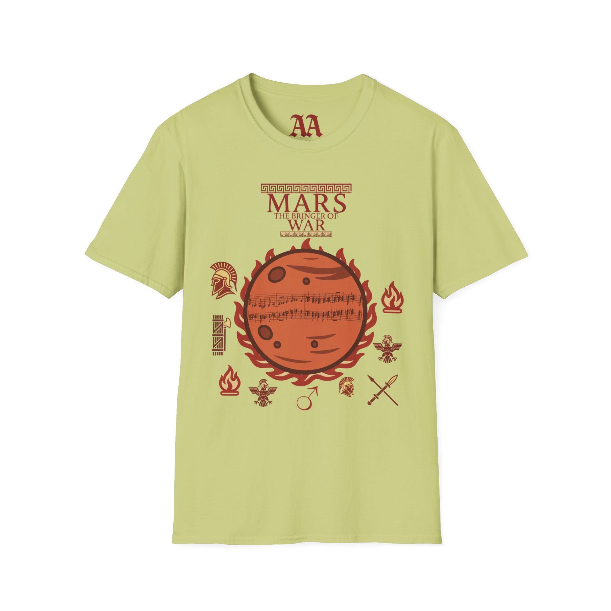 Holst Mars sheet music astrological symbols T Shirt__Pistachio__hanging