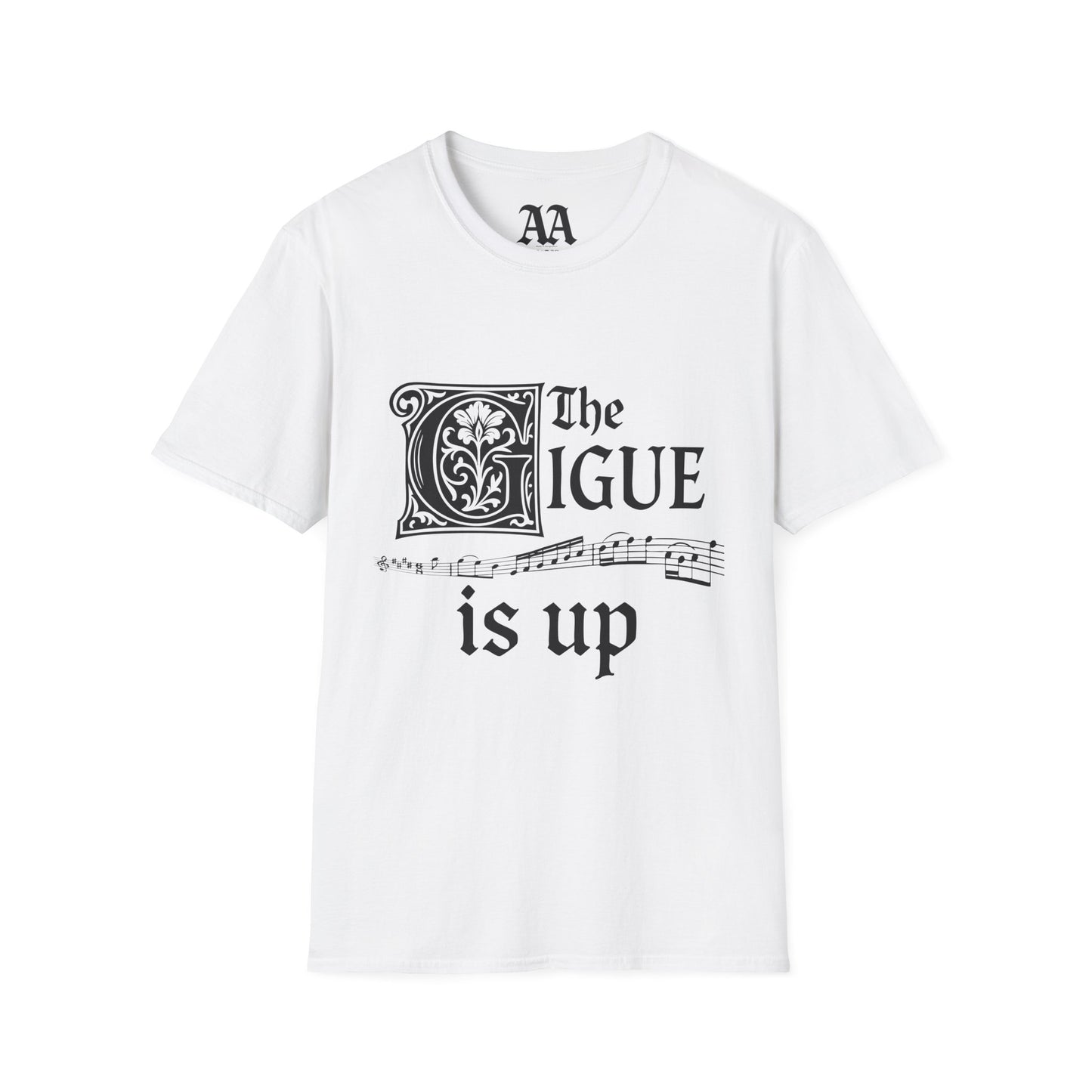 Music pun Gigue is up Bach Partita T Shirt__White__hanging
