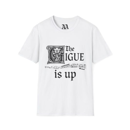 Music pun Gigue is up Bach Partita T Shirt__White__hanging