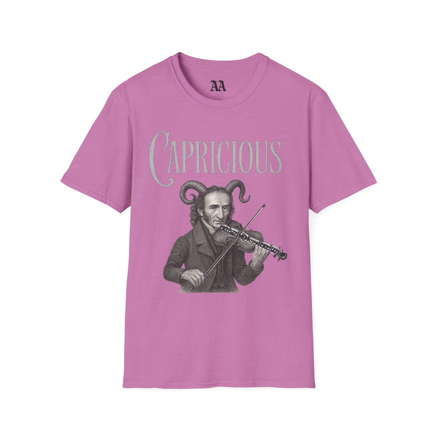 Paganini 24th Caprice T shirt__Heather Radiant Orchid__hanging