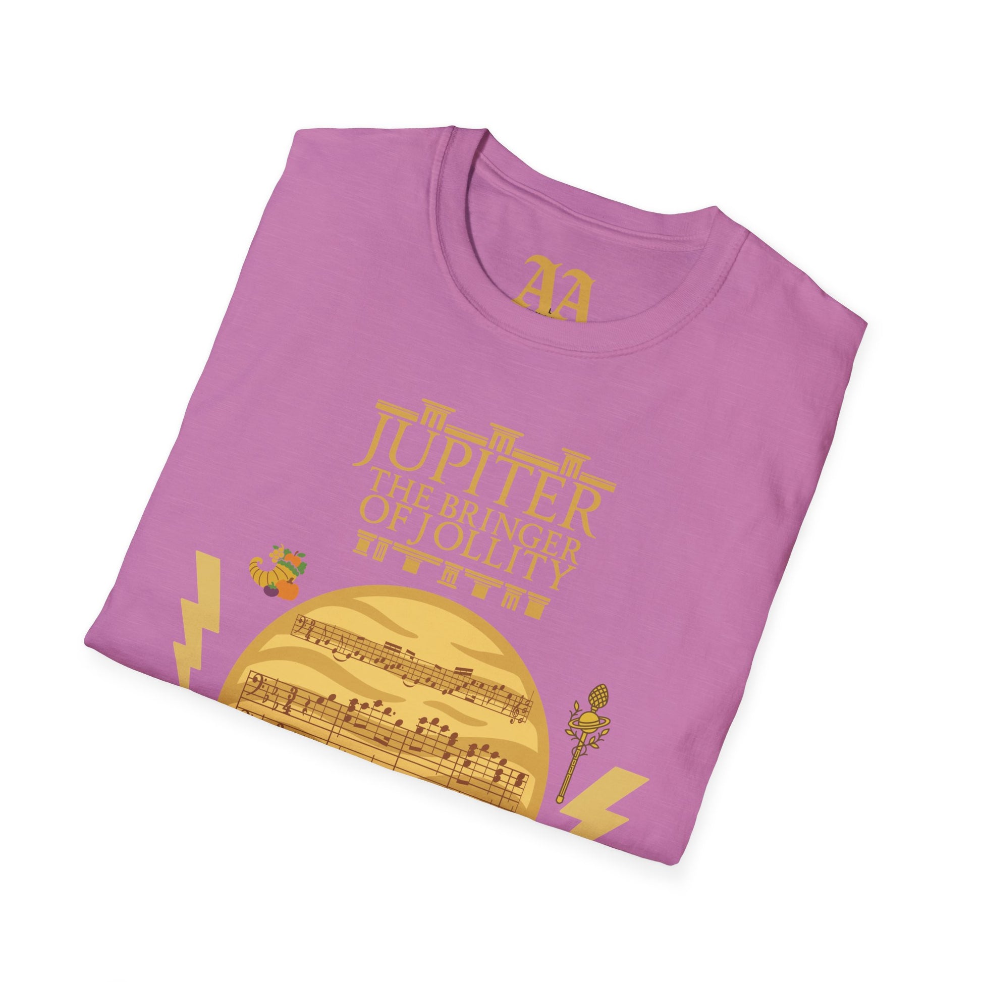 Holst Planet's Jupiter T shirt__Heather Radiant Orchid__folded