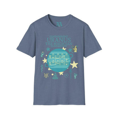 Holst Uranus sheet music astrological symbols T Shirt__Heather Indigo__hanging
