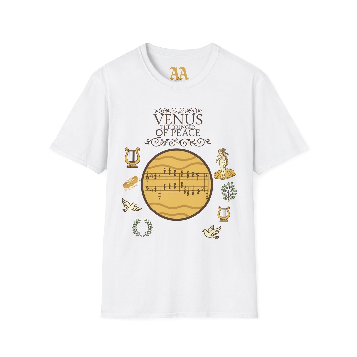 Holst Venus sheet music astrological symbols T Shirt__White__hanging